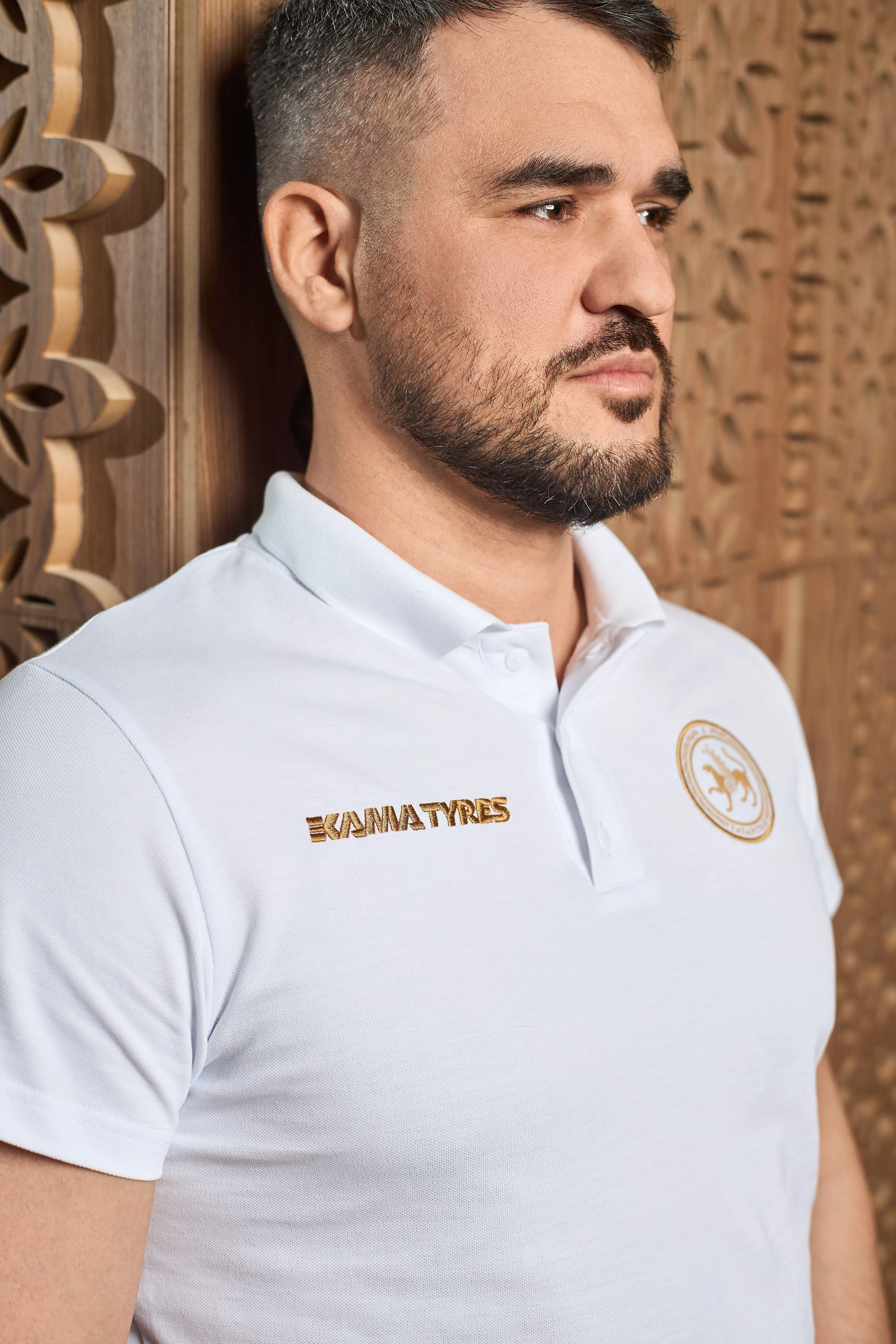 Поло KAMA TYRES мужское белое